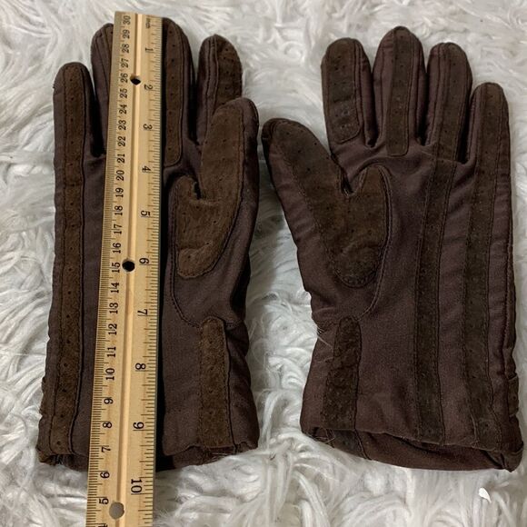 🟢3 for $20—-ISOTONER Vintage Aris Dark Brown Chevron Gloves Lined Women’s XL - Picture 5 of 7